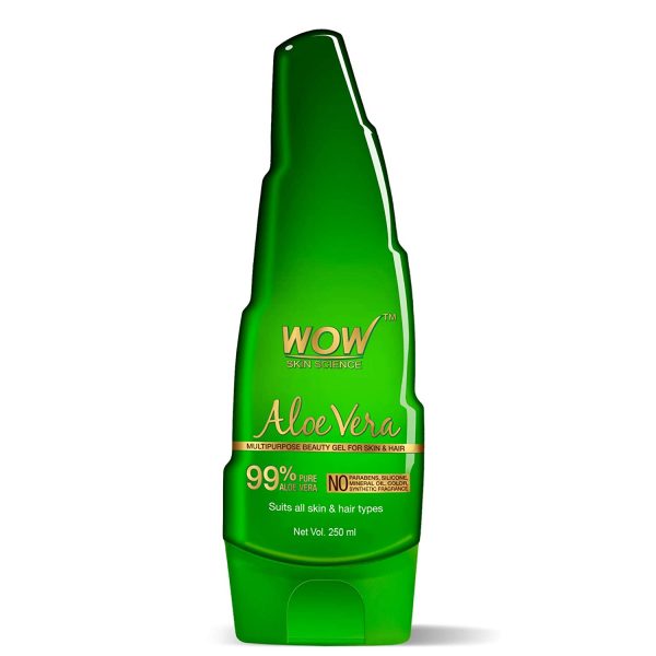 WOW Skin Science 99% Pure Aloe Vera Gel - Ultimate for Skin and Hair - No Parabens, Silicones, Mineral Oil, Color, Synthetic Fragrance, 250 ml